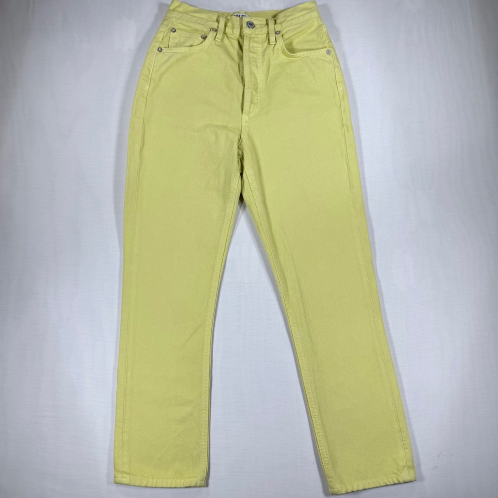 AGOLDE Womens High Rise Straight Leg Jeans Yellow Button Fly Size 24